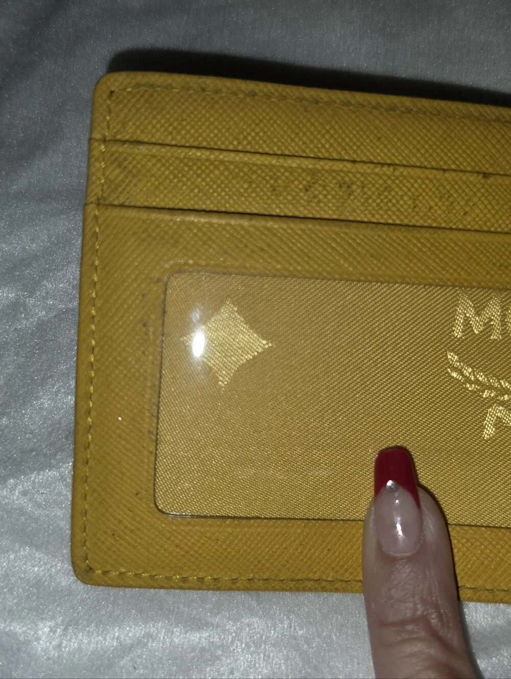 MCM Cognac Leather Card Holder with Multicolor Bunny Graphic